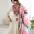 Off white elegance embroidered anarkali with leheriya dupatta