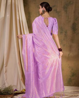 Regal lavender banarasi silk saree with weaving work 5