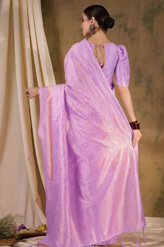 Regal lavender banarasi silk saree with weaving work