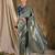 Sophisticated grey banarasi silk saree with weaving work