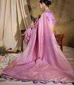 Exquisite lavender banarasi silk saree with weaving work