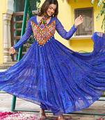 navratri Royal blue bandhani gown 