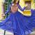 Royal blue bandhani flair navratri gown with kutchi patchwork