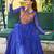 Royal blue bandhani flair navratri gown with kutchi patchwork