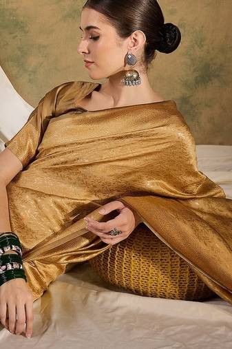 Timeless cream banarasi silk saree with weaving work