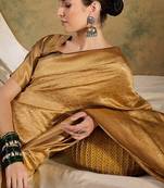 Timeless cream banarasi silk saree with weaving work