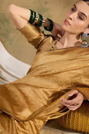 Timeless cream banarasi silk saree with weaving work