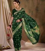 Enchanting green banarasi silk saree with weaving work