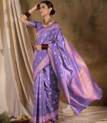 Majestic purple banarasi silk saree with weaving work