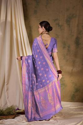 Majestic purple banarasi silk saree with weaving work 4