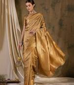 Classic beige banarasi silk saree with weaving work