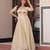 Gold crush beads embroidered gown 