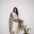 Off white beige viscose chanderi embroidered kurti pant & dupatta set