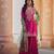 Magenta chinon silk embroidered suit set