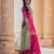 Magenta chinon silk embroidered suit set