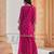 Magenta chinon silk embroidered suit set