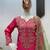 Magenta chinon silk embroidered suit set