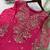 Magenta chinon silk embroidered suit set