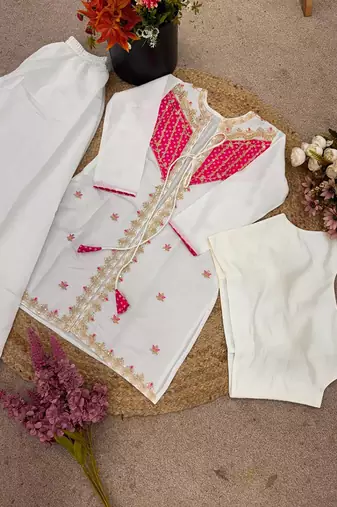 Offwhite embroidered ethnic suit 