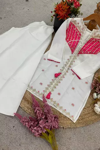 Offwhite embroidered ethnic suit 