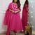 Pink muslin cotton embroidered anarkali gown with bottom & chanderi dupatta set