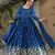 Royal blue chinon silk anarkali set