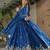 Royal blue chinon silk anarkali set