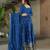 Royal blue chinon silk anarkali set