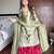 Olive & crimson moss satin sharara set
