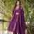 Wine embroidered rayon slub anarkali kurta with bottom & chanderi dupatta set