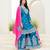 Blue and pink embroidered chinon silk sharara set
