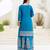 Blue and pink embroidered chinon silk sharara set