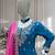 Blue and pink embroidered chinon silk sharara set