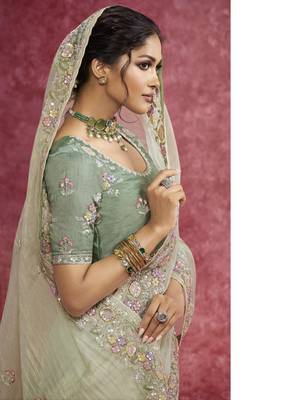 Light-green sequin embroidery saree refreshing & unique 2