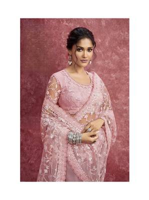 Pink net sequin embroidery saree classic celebration shade 2
