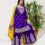Purple and mustard embroidered chinon silk sharara set