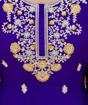 Purple and mustard embroidered ethnic set 4
