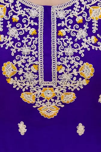 Purple and mustard embroidered ethnic set