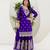 Purple and mustard embroidered chinon silk sharara set
