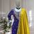 Purple and mustard embroidered chinon silk sharara set