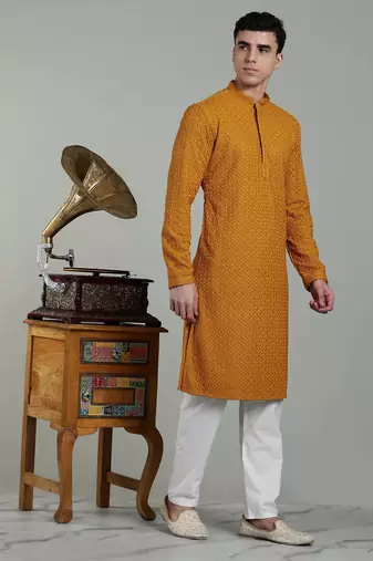 Arruga sylish men's rayon embroidery kurta pyjama