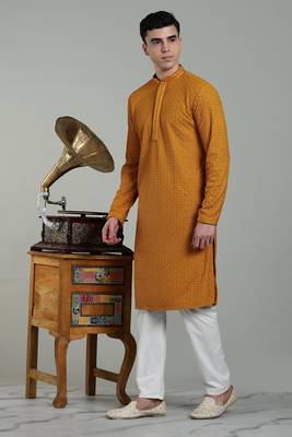Arruga sylish men's rayon embroidery kurta pyjama 4