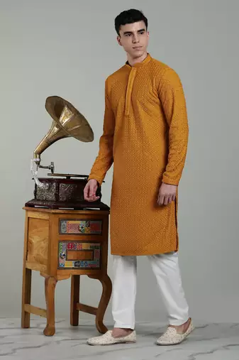 Arruga sylish men's rayon embroidery kurta pyjama