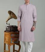 lilac sylish men's rayon embroidery kurta pyjama