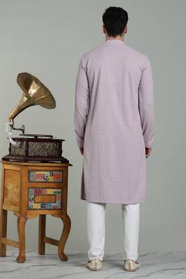 lilac sylish men's rayon embroidery kurta pyjama 2
