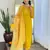 Women   s yellow embroidered kurta set     elegant ethnic wear