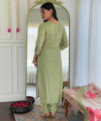 pista rayon embroidered straight kurta set with pant & chanderi printed dupatta     ethnic wear 3
