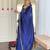 blue vichitra silk embroidered flared kurta set with rayon pant & vichitra silk laced dupatta     ethnic wear