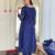 blue vichitra silk embroidered flared kurta set with rayon pant & vichitra silk laced dupatta     ethnic wear