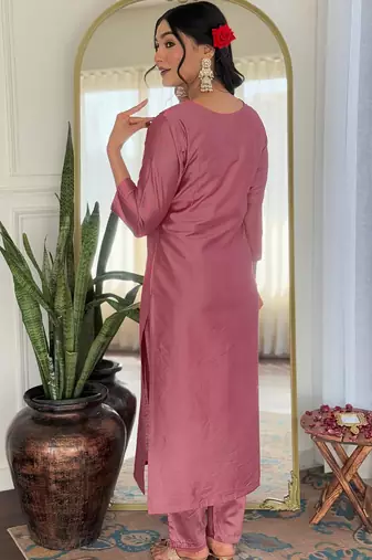 onion hue embroidered kurta set     traditional ethnic outfit